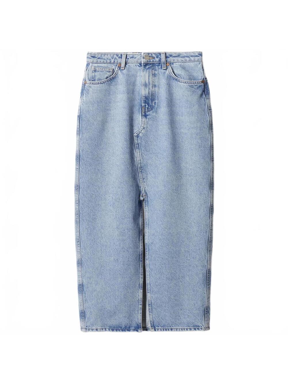 Mango Slit Denim Skirt NWT Matilda Blue Medium Wash Small - Picture 2 of 7